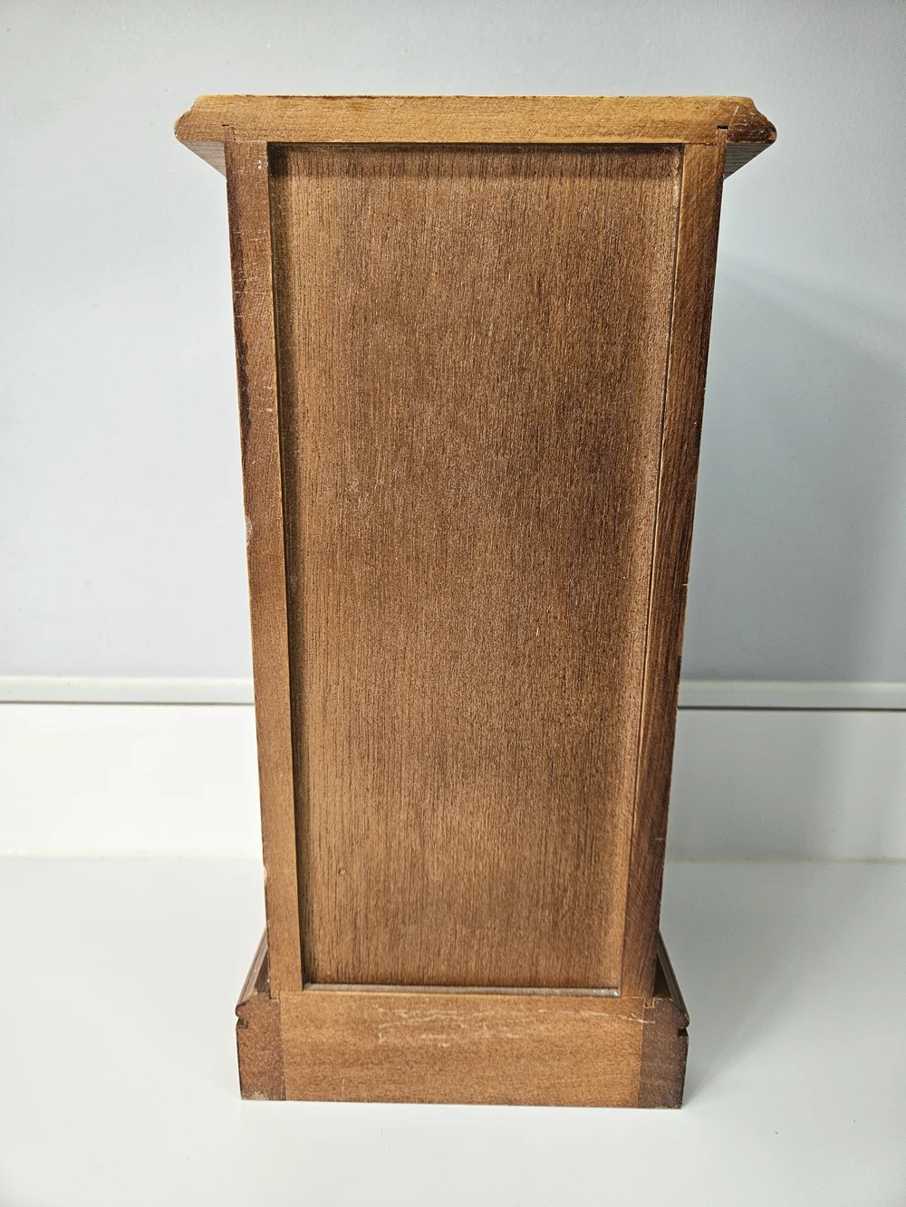 VINTAGE Wood Armoire Jewelry Box Etched Flower Glass Door